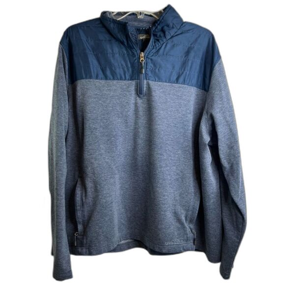 Eddie Bauer Two Tone Blue 1/4 Zip Long Sleeve Lightweight Pullover Size XXL - Picture 1 of 7